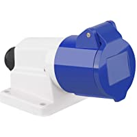 M EGA MEGACUBE 16A 230V Toma de corriente en ángulo- Toma de pared para pared 2P+E Impermeable IP44 - Azul